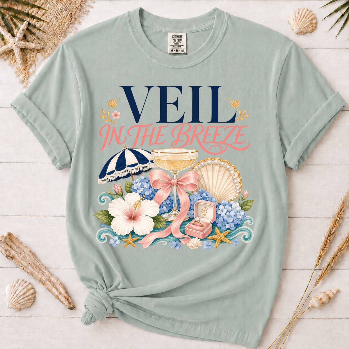 Veil in the Breeze Coastal Bride Graphic Tee