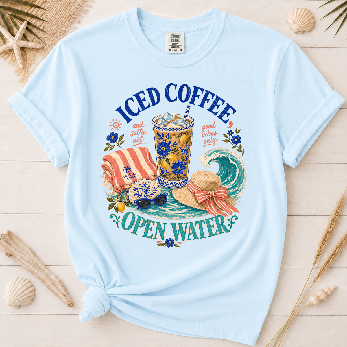 Iced Coffee Open Water Coastal Coffee Graphic Tee