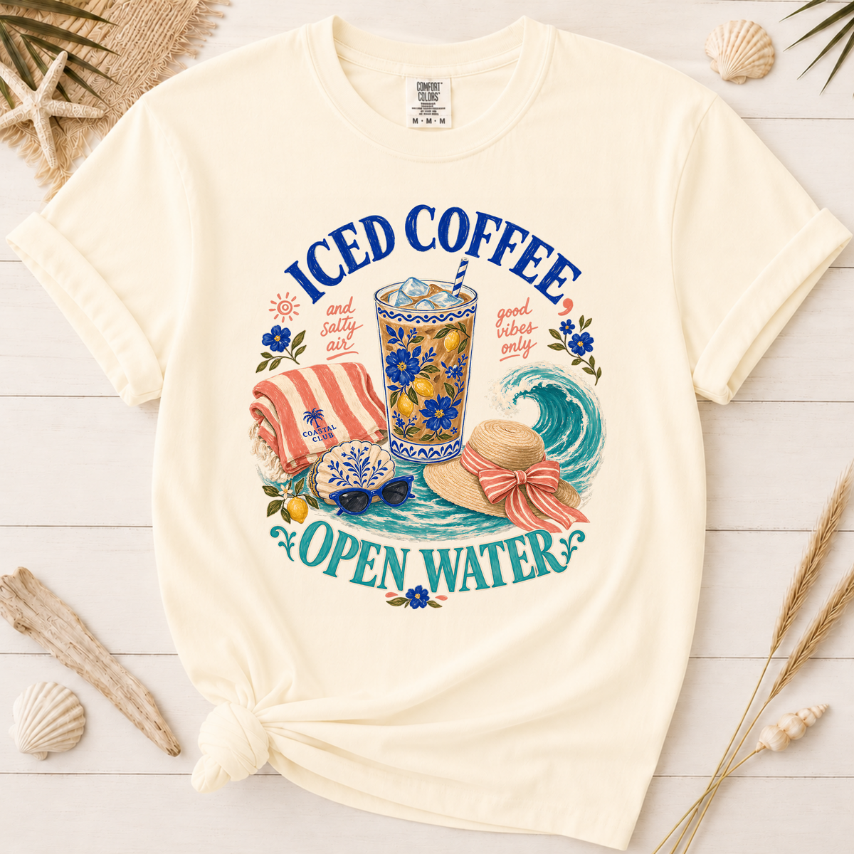 Iced Coffee Open Water Coastal Coffee Graphic Tee