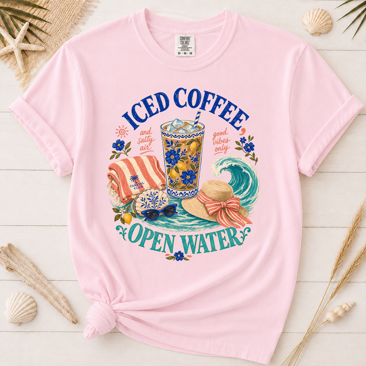 Iced Coffee Open Water Coastal Coffee Graphic Tee