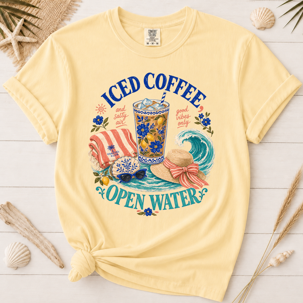 Iced Coffee Open Water Coastal Coffee Graphic Tee