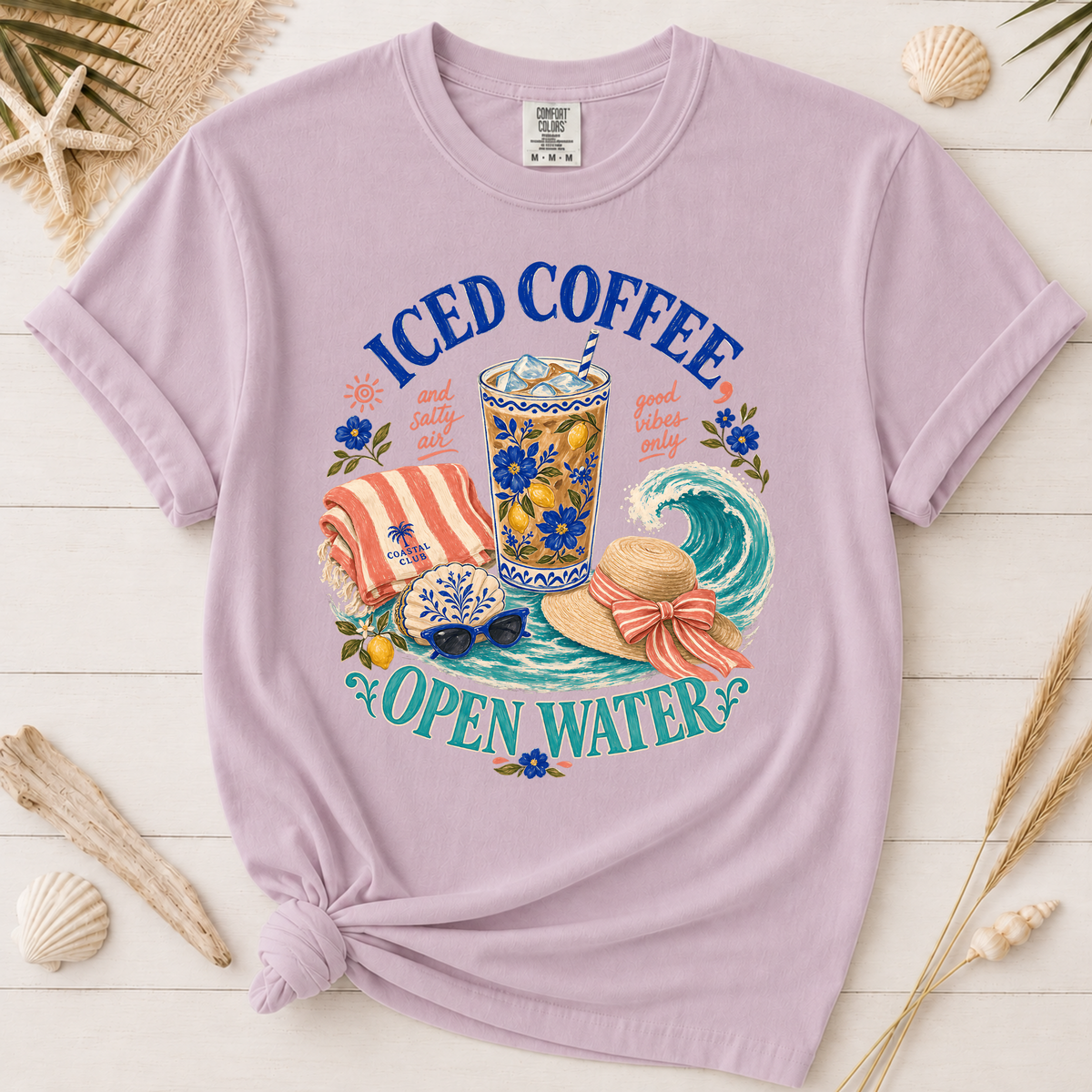 Iced Coffee Open Water Coastal Coffee Graphic Tee