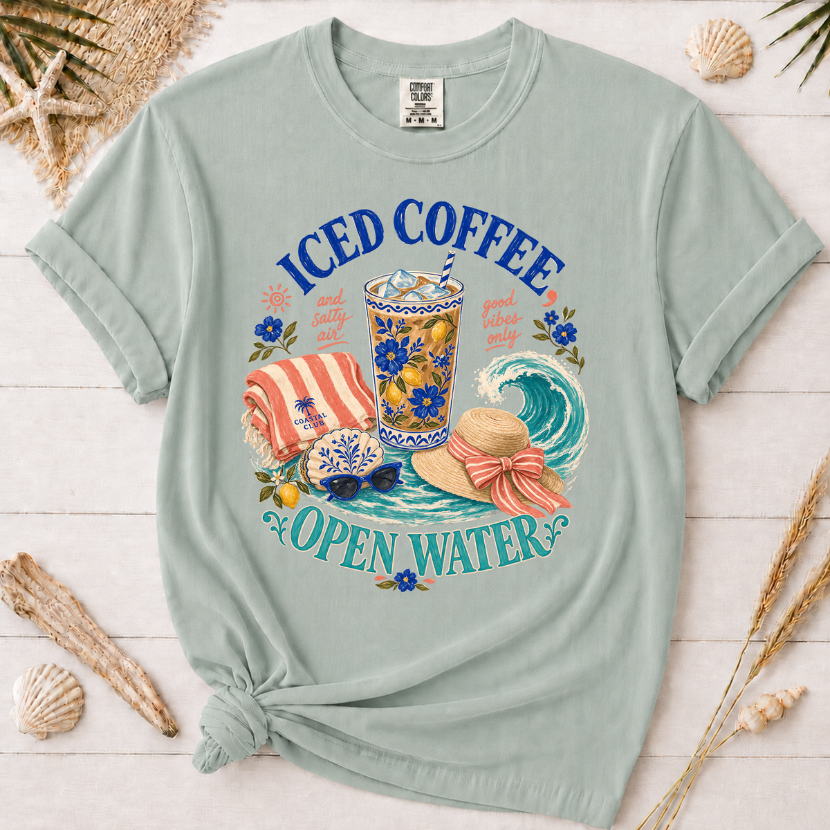 Iced Coffee Open Water Coastal Coffee Graphic Tee