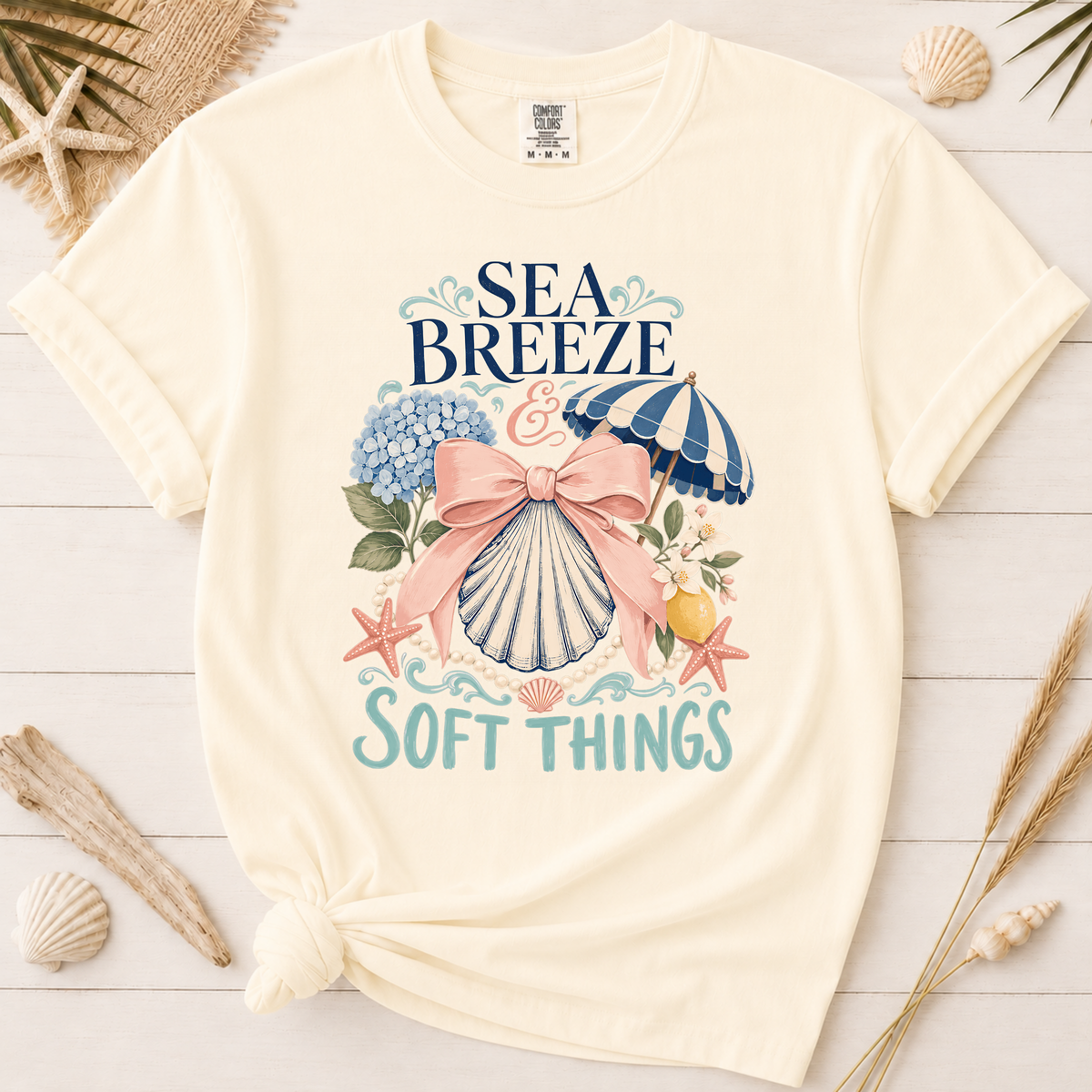Sea Breeze & Soft Things Feminine Bow Coastal Graphic Tee