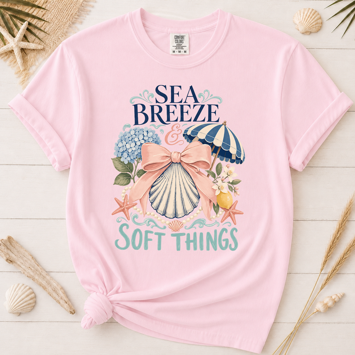 Sea Breeze & Soft Things Feminine Bow Coastal Graphic Tee