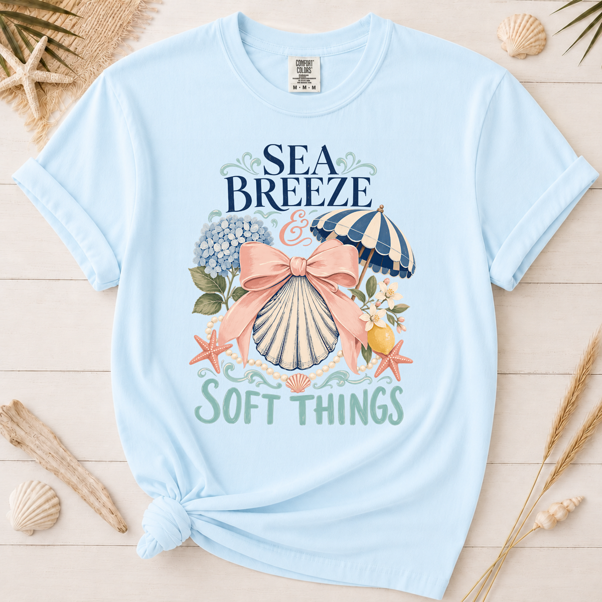 Sea Breeze & Soft Things Feminine Bow Coastal Graphic Tee