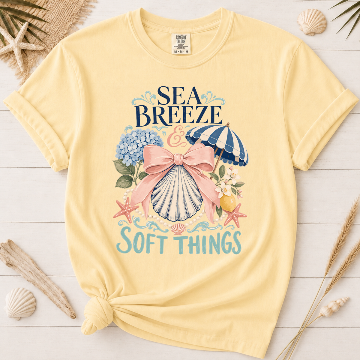 Sea Breeze & Soft Things Feminine Bow Coastal Graphic Tee