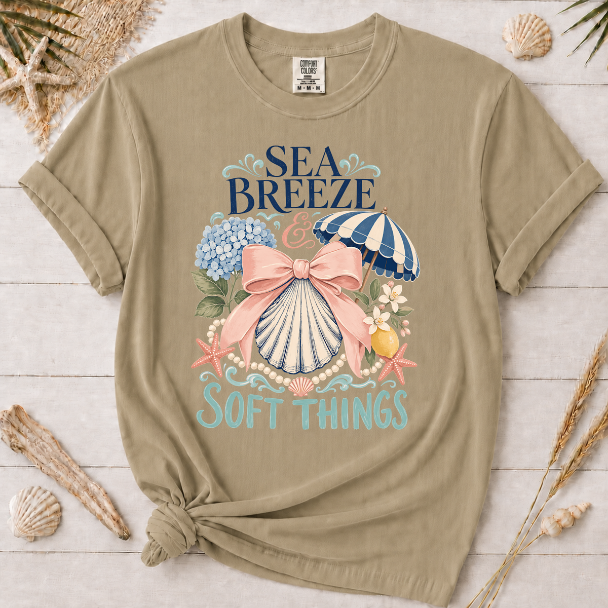 Sea Breeze & Soft Things Feminine Bow Coastal Graphic Tee