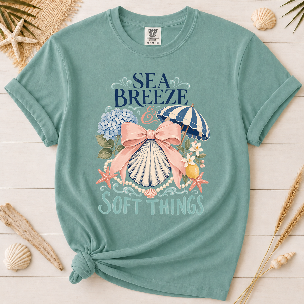 Sea Breeze & Soft Things Feminine Bow Coastal Graphic Tee