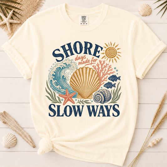 Shore Days Slow Ways Vintage Coastal Graphic Tee