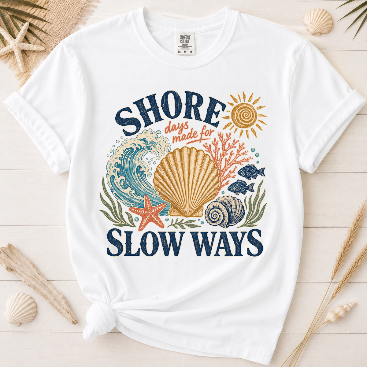 Shore Days Slow Ways Vintage Coastal Graphic Tee