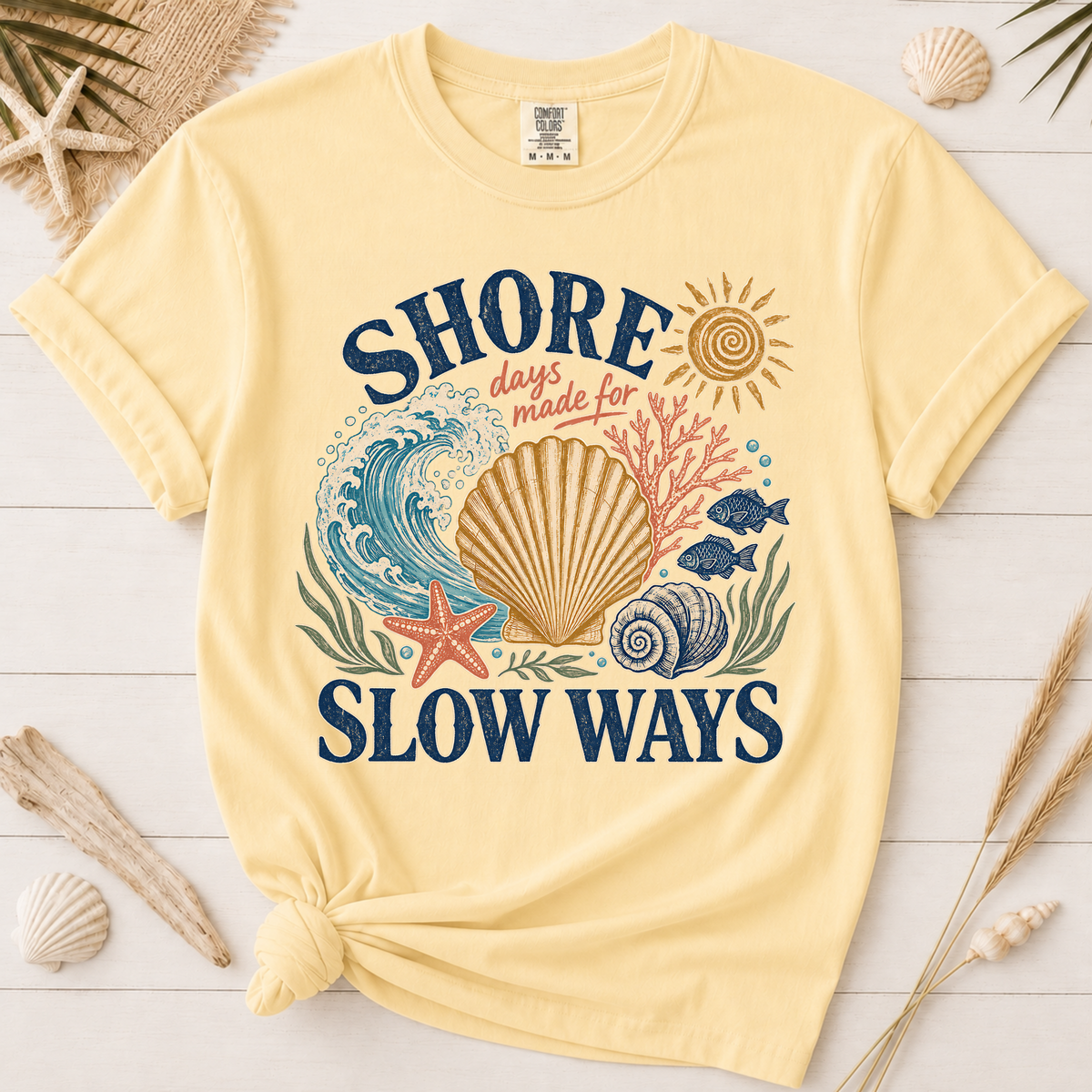 Shore Days Slow Ways Vintage Coastal Graphic Tee