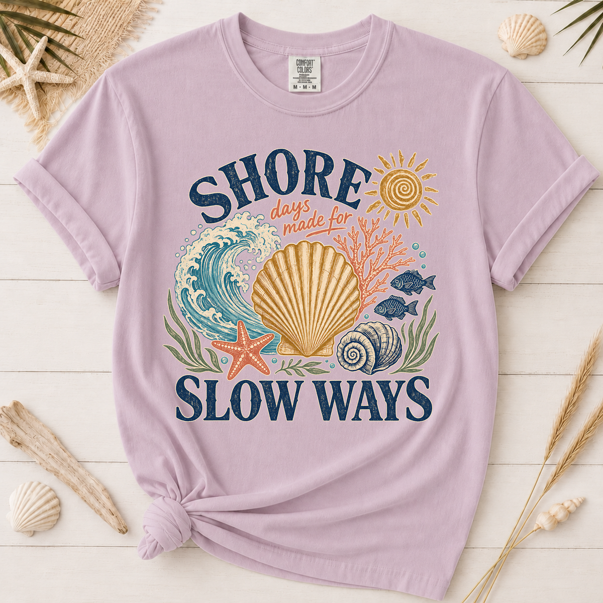 Shore Days Slow Ways Vintage Coastal Graphic Tee