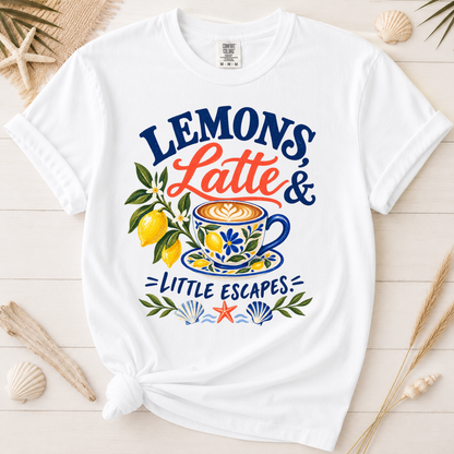 Lemons, Latte & Little Escapes Mediterranean Coffee Graphic Tee