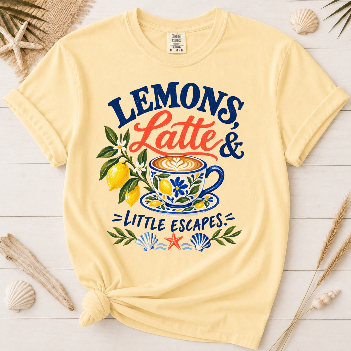 Lemons, Latte & Little Escapes Mediterranean Coffee Graphic Tee