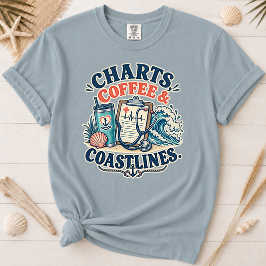 Charts Coffee & Coastlines Coastal Nurse Graphic Tee
