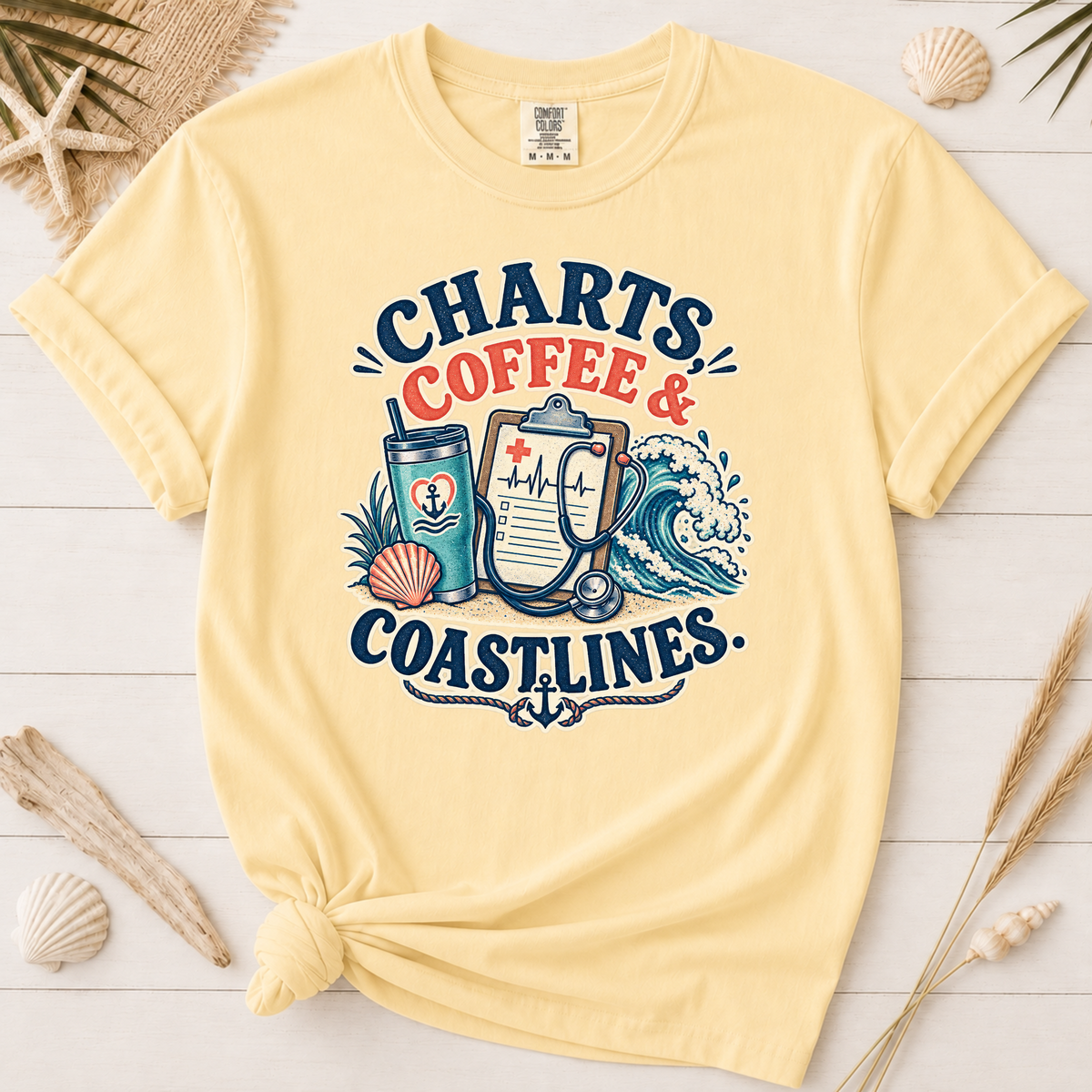 Charts Coffee & Coastlines Coastal Nurse Graphic Tee