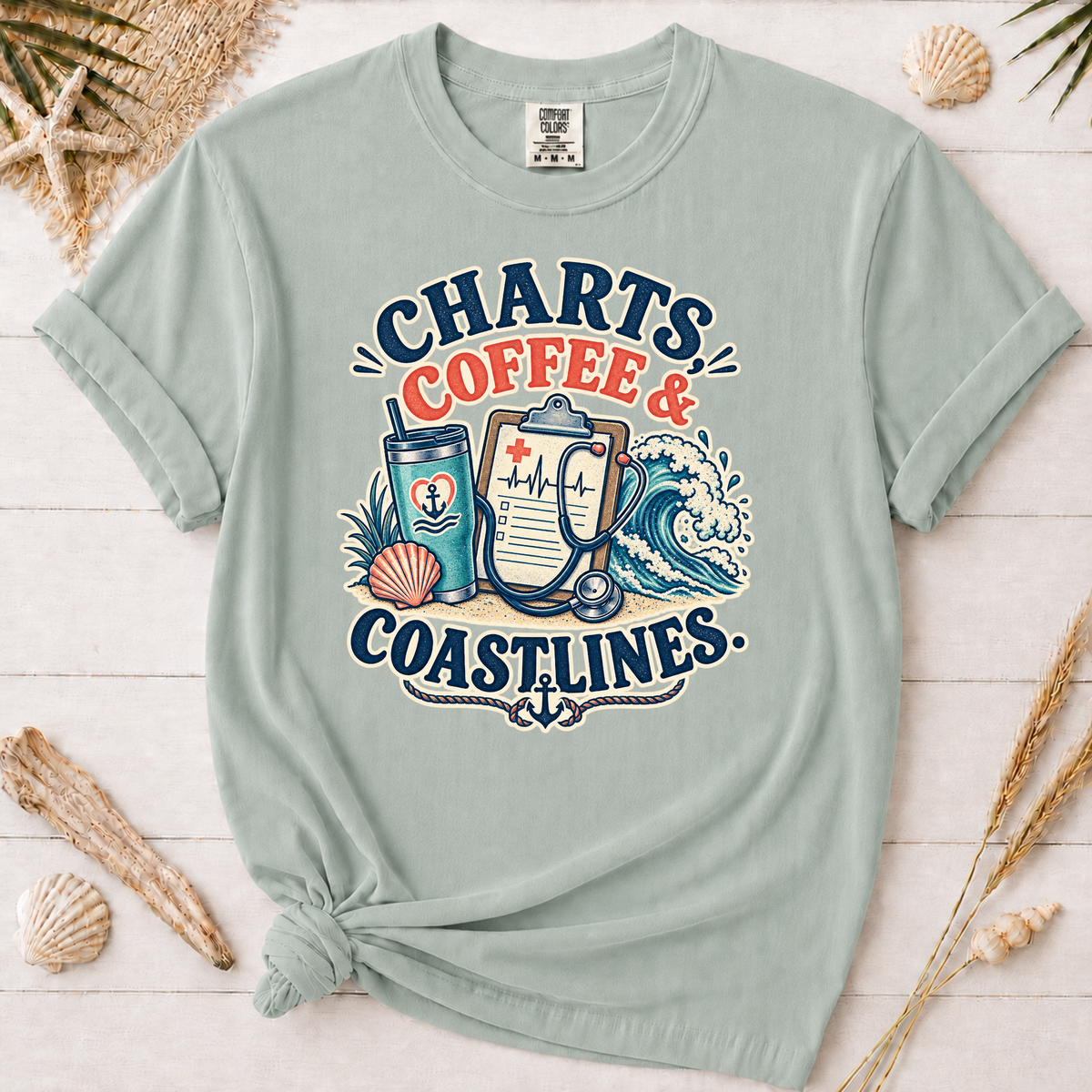 Charts Coffee & Coastlines Coastal Nurse Graphic Tee