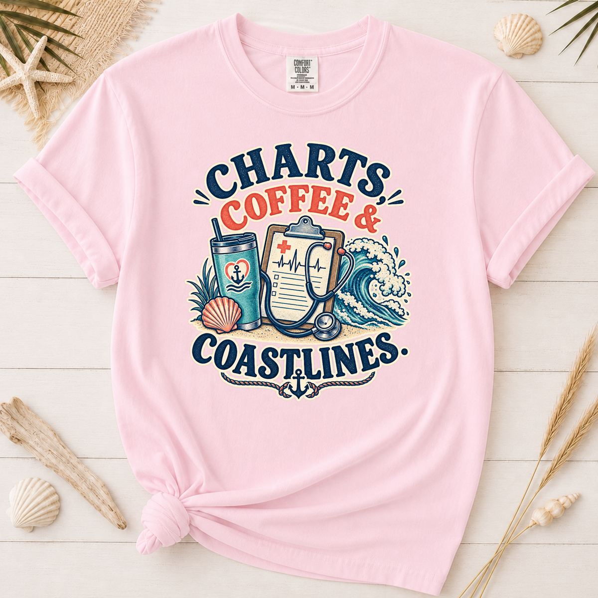 Charts Coffee & Coastlines Coastal Nurse Graphic Tee