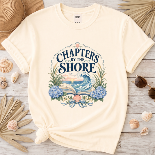 Chapters by the Shore Coastal Book Lover Graphic Tee