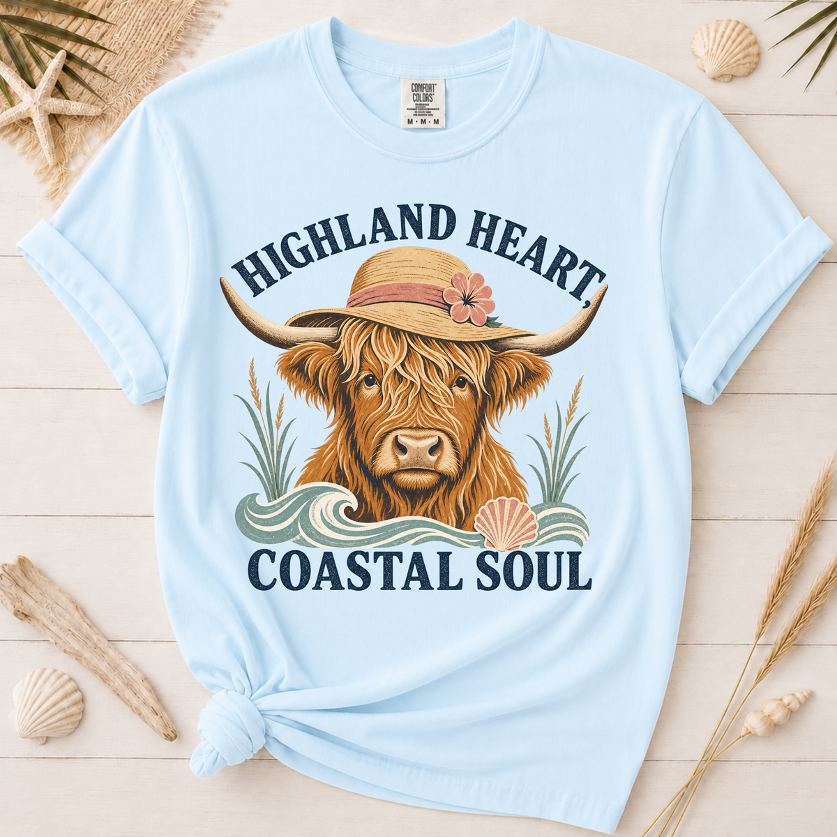 Highland Heart Coastal Soul Highland Cow Graphic Tee