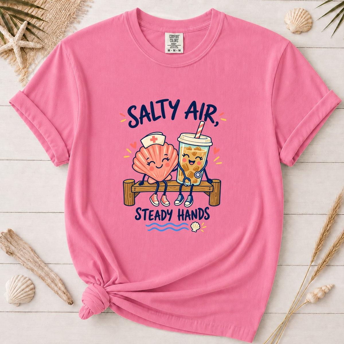 Salty Air Steady Hands Coastal Nurse Graphic Tee