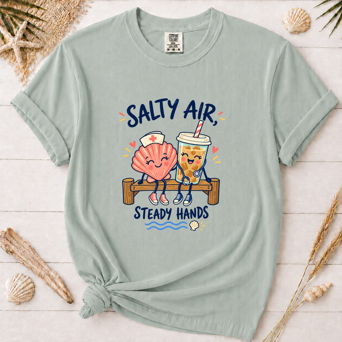 Salty Air Steady Hands Coastal Nurse Graphic Tee