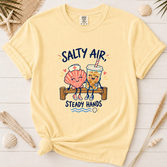 Salty Air Steady Hands Coastal Nurse Graphic Tee