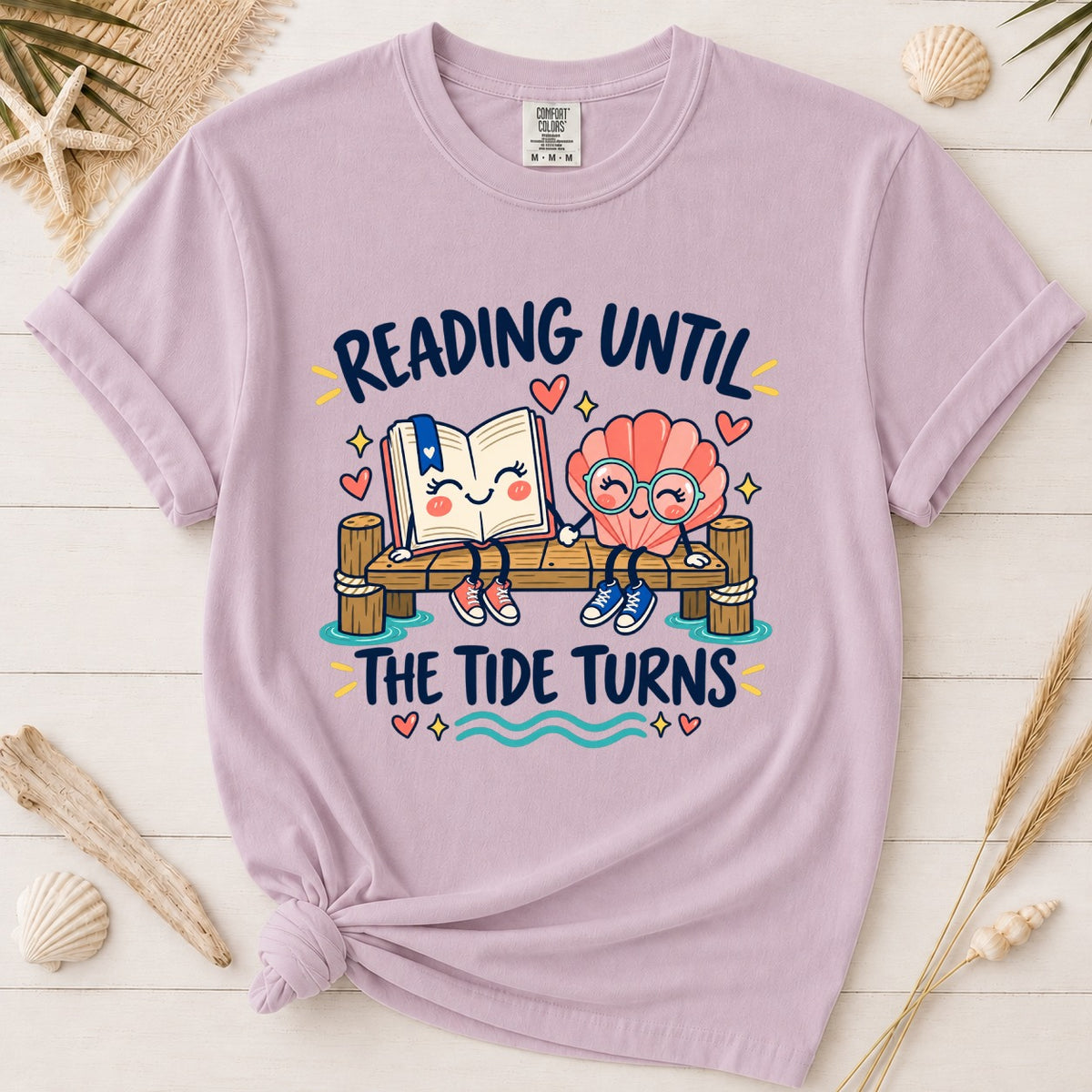 Reading Until the Tide Turns Coastal Book Lover Graphic Tee