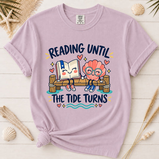 Reading Until the Tide Turns Coastal Book Lover Graphic Tee
