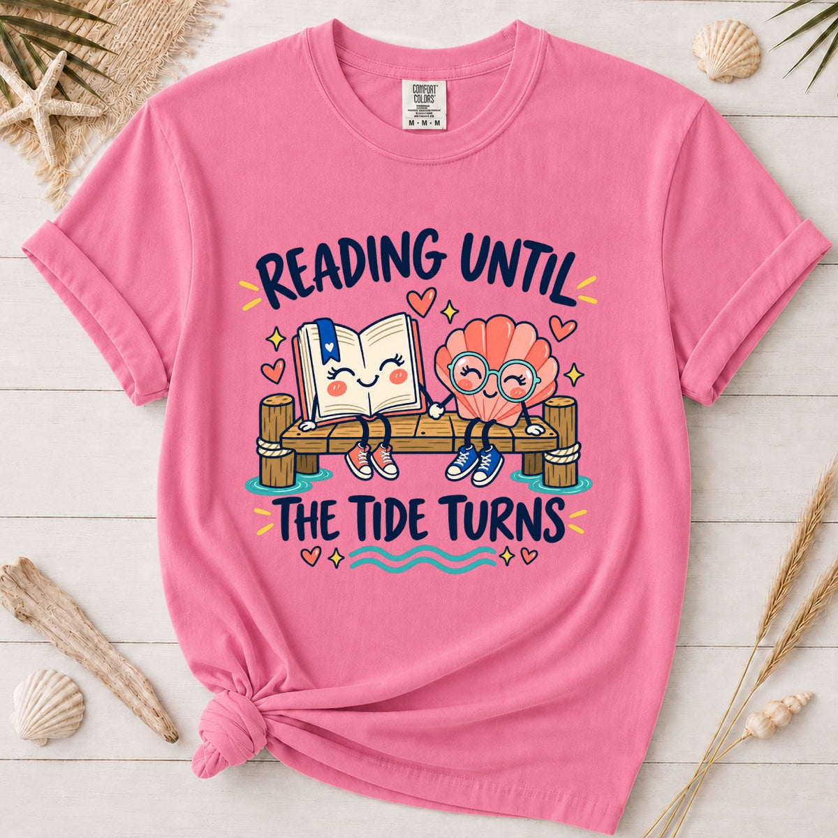 Reading Until the Tide Turns Coastal Book Lover Graphic Tee