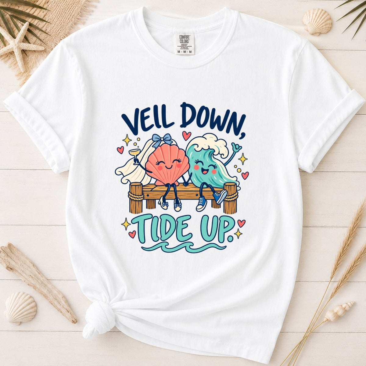 Veil Down Tide Up Coastal Bride Graphic Tee