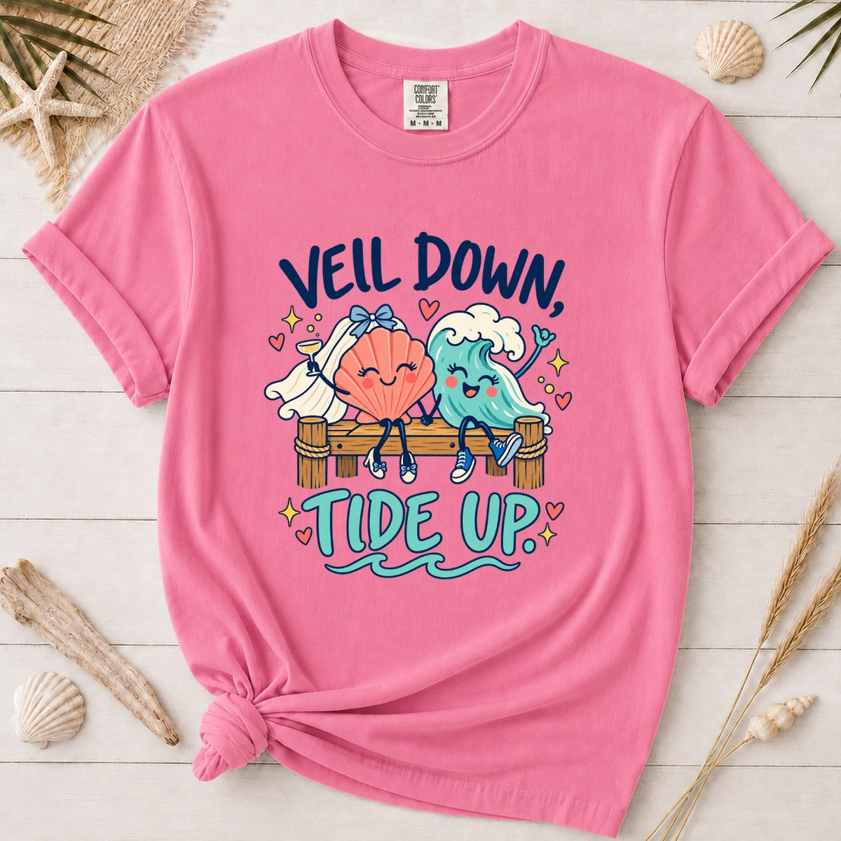 Veil Down Tide Up Coastal Bride Graphic Tee