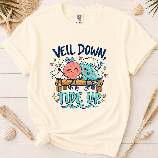 Veil Down Tide Up Coastal Bride Graphic Tee