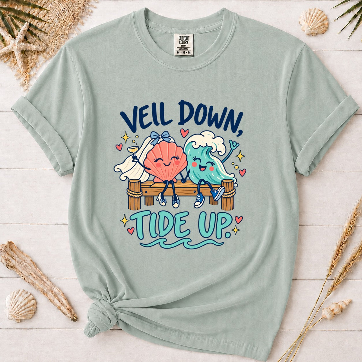 Veil Down Tide Up Coastal Bride Graphic Tee