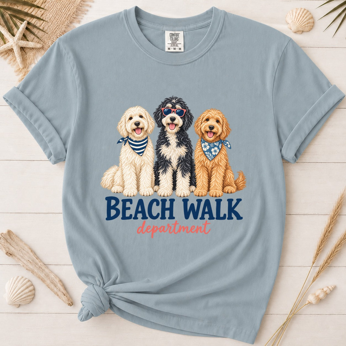 Beach Walk Department Doodle Dog Graphic Tee