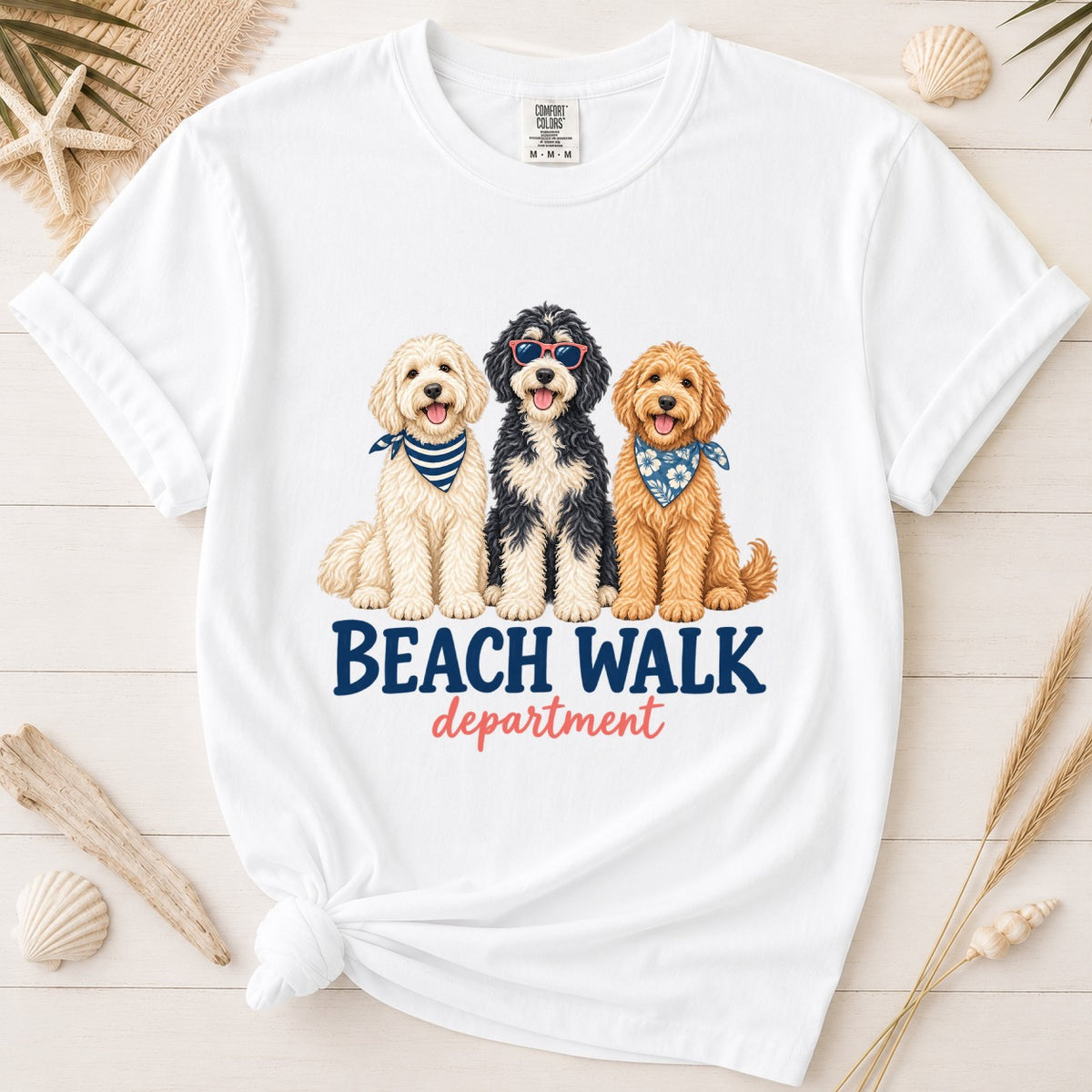 Beach Walk Department Doodle Dog Graphic Tee