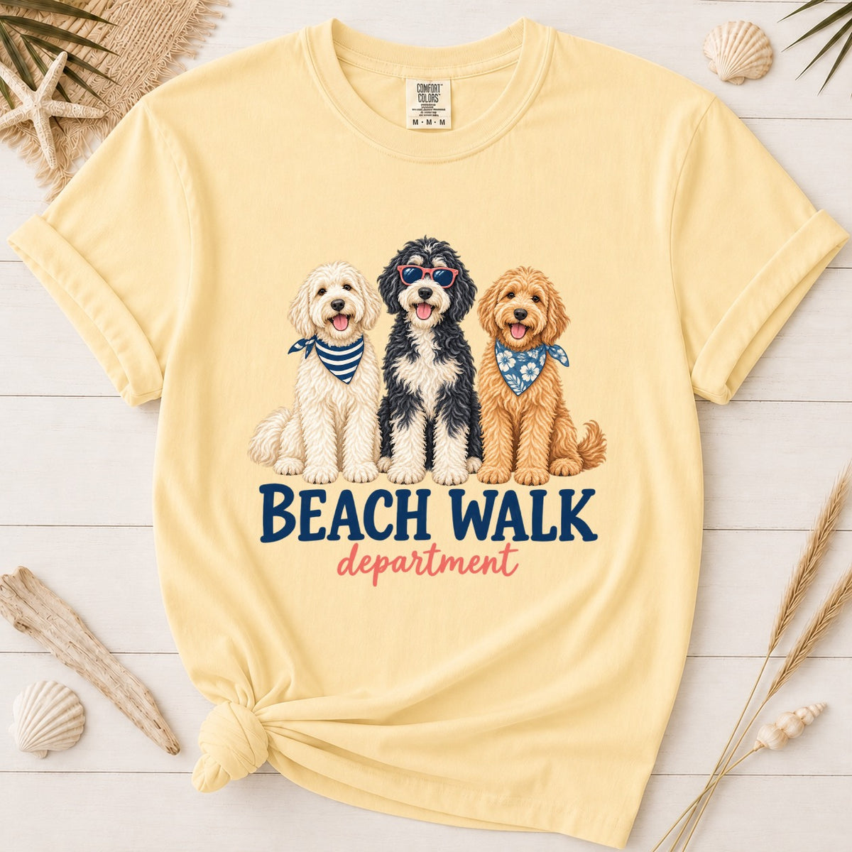 Beach Walk Department Doodle Dog Graphic Tee