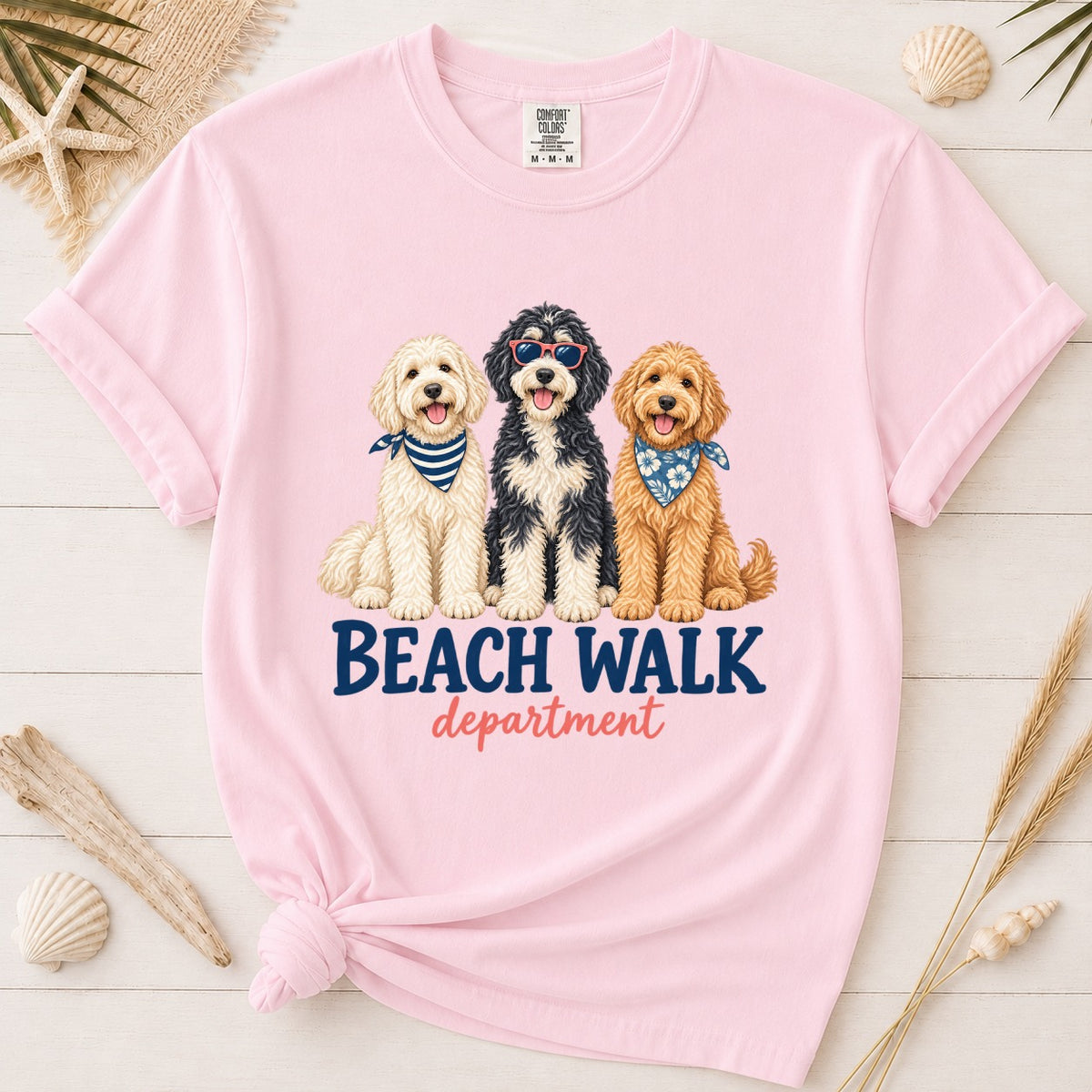 Beach Walk Department Doodle Dog Graphic Tee
