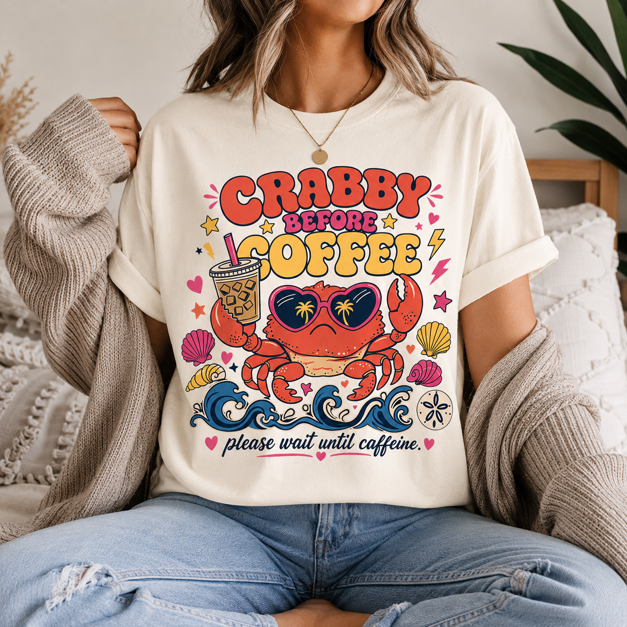 Crabby Before Coffee Graphic Tee
