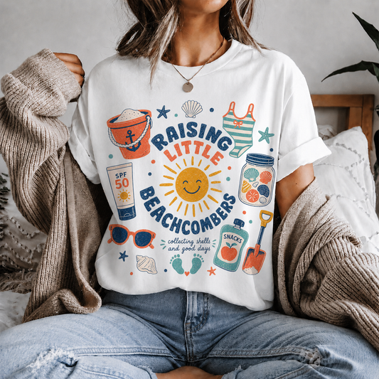 Raising Little Beachcombers Coastal Mom Graphic Tee