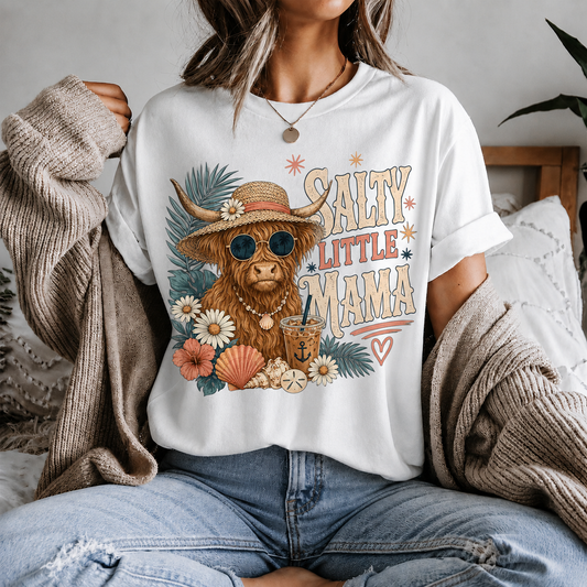Salty Little Mama Highland Cow Graphic Tee